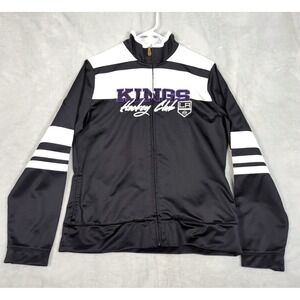 Vintage LA Kings Track Jacket Womens Large Black White Reebok Club Full-Zip‎ NHL